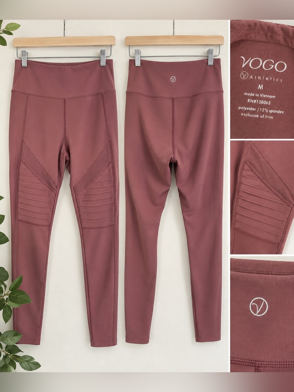 VOGO Athletics Mauve Moto Leggings Size Medium High Waist Yoga Workout